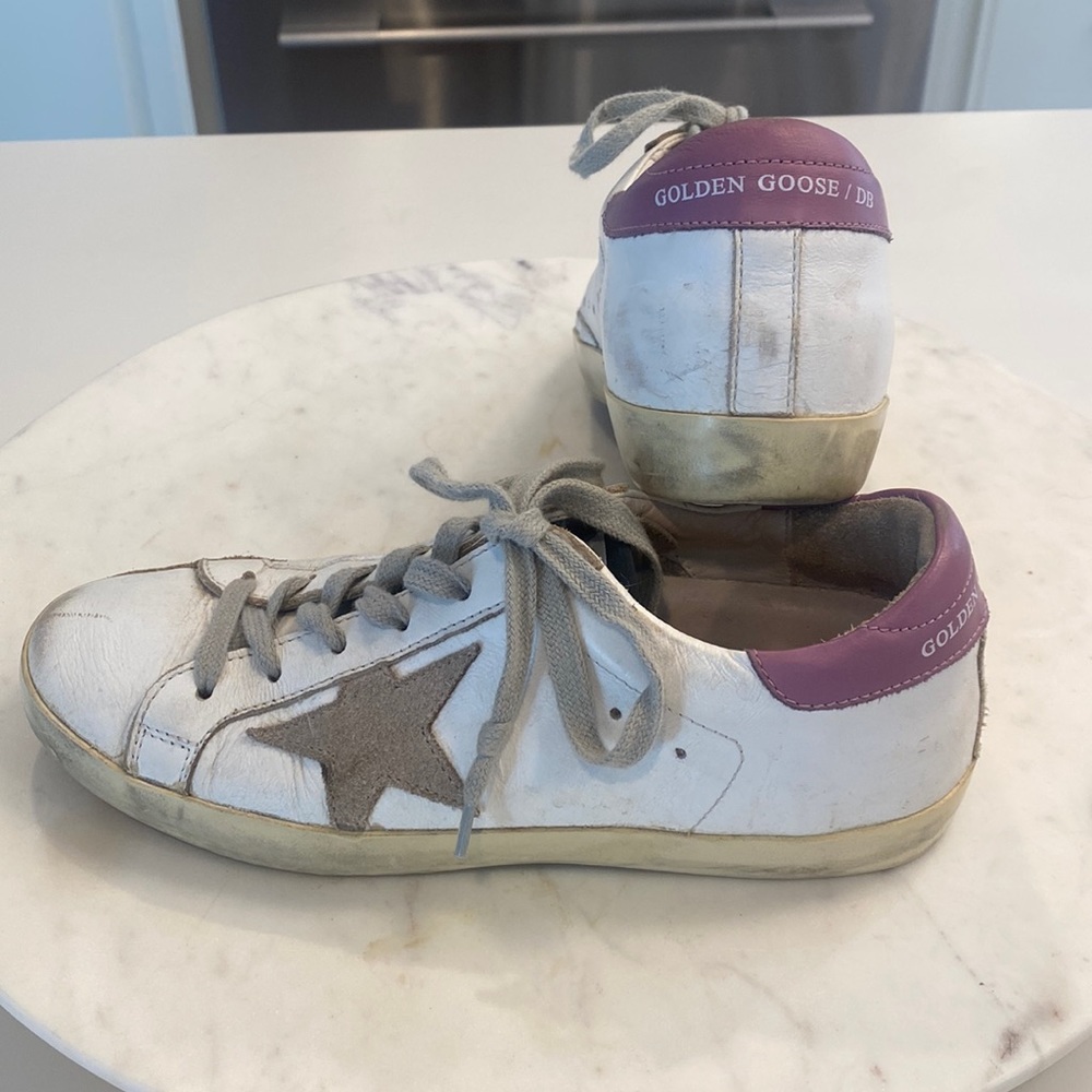 Golden Goose Superstar Sneakers/ GGDB /Size 36/ white w lavender leather accent